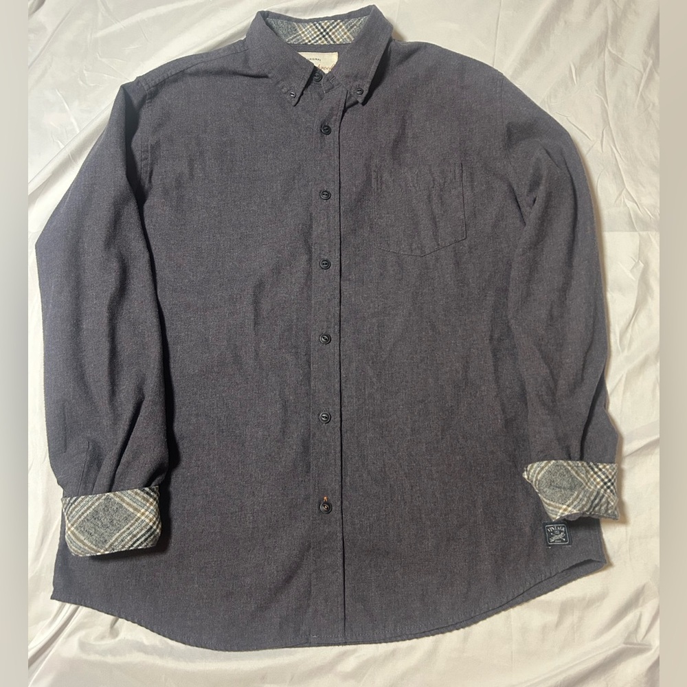 Vintage Weatherproof Flannel Shirt Men’s Large Gray